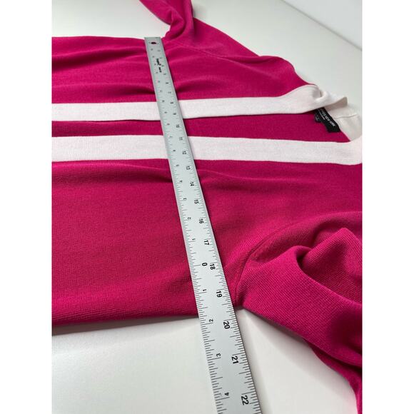 Jones New York Open Cardigan Jersey Long Sleeve Pink White Trim Women's Large - Picture 9 of 10